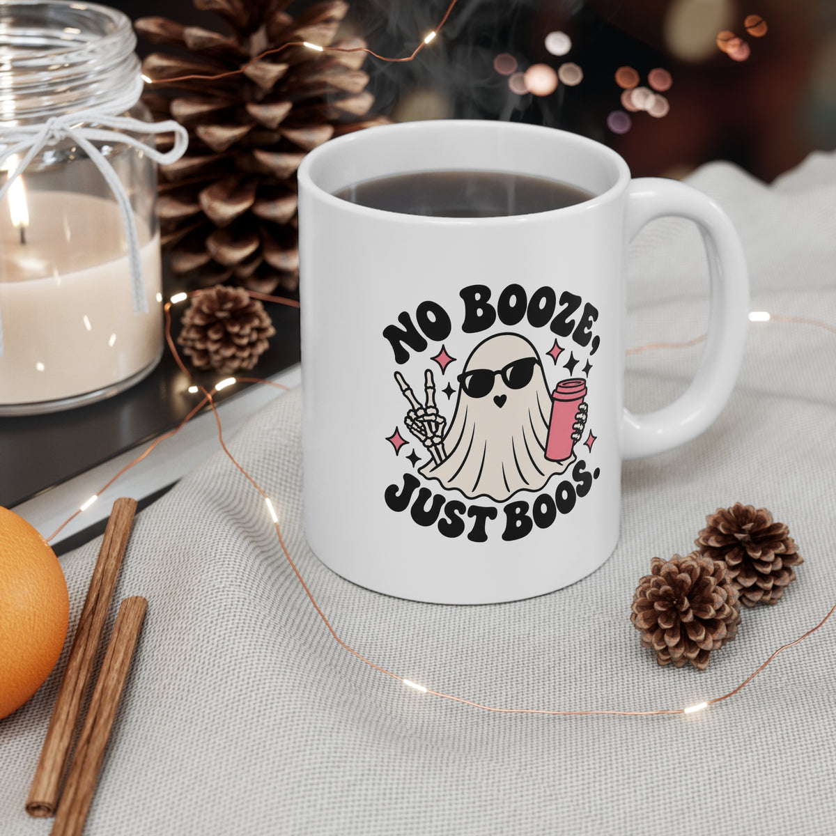 no booze, just boos ghost mug