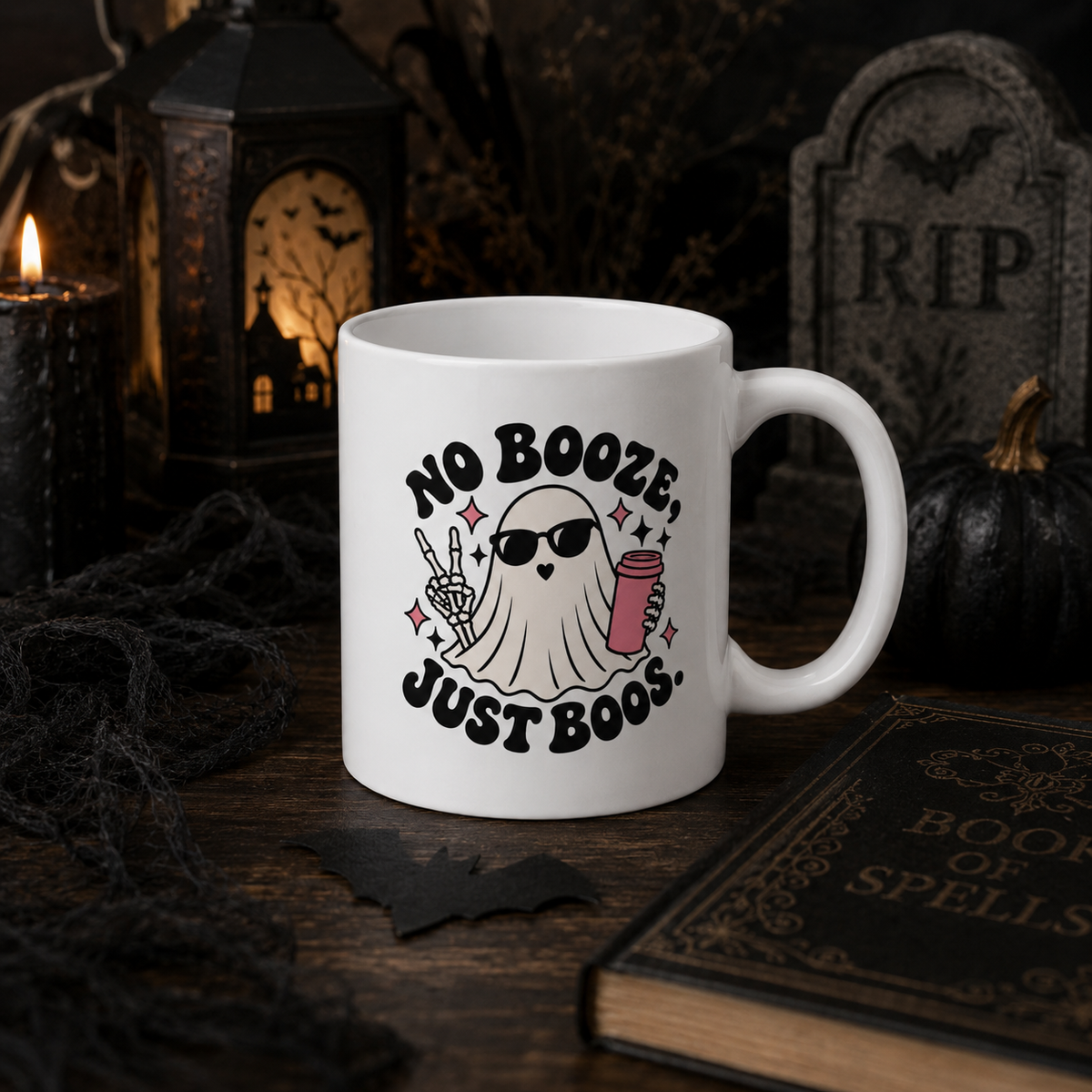 no booze, just boos ghost mug