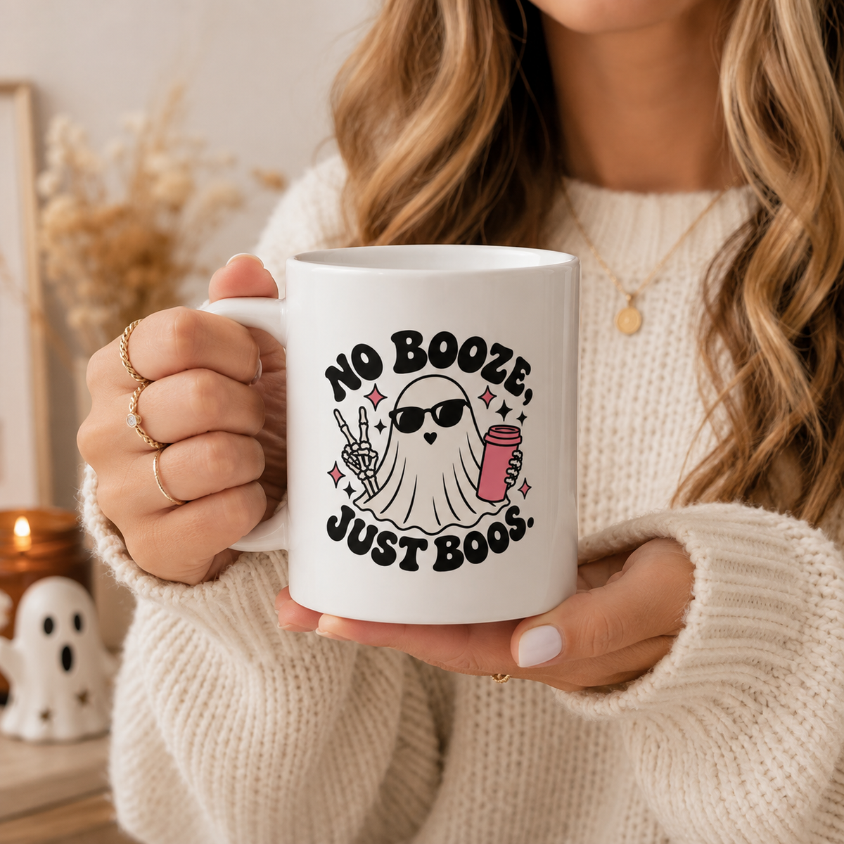 no booze, just boos ghost mug