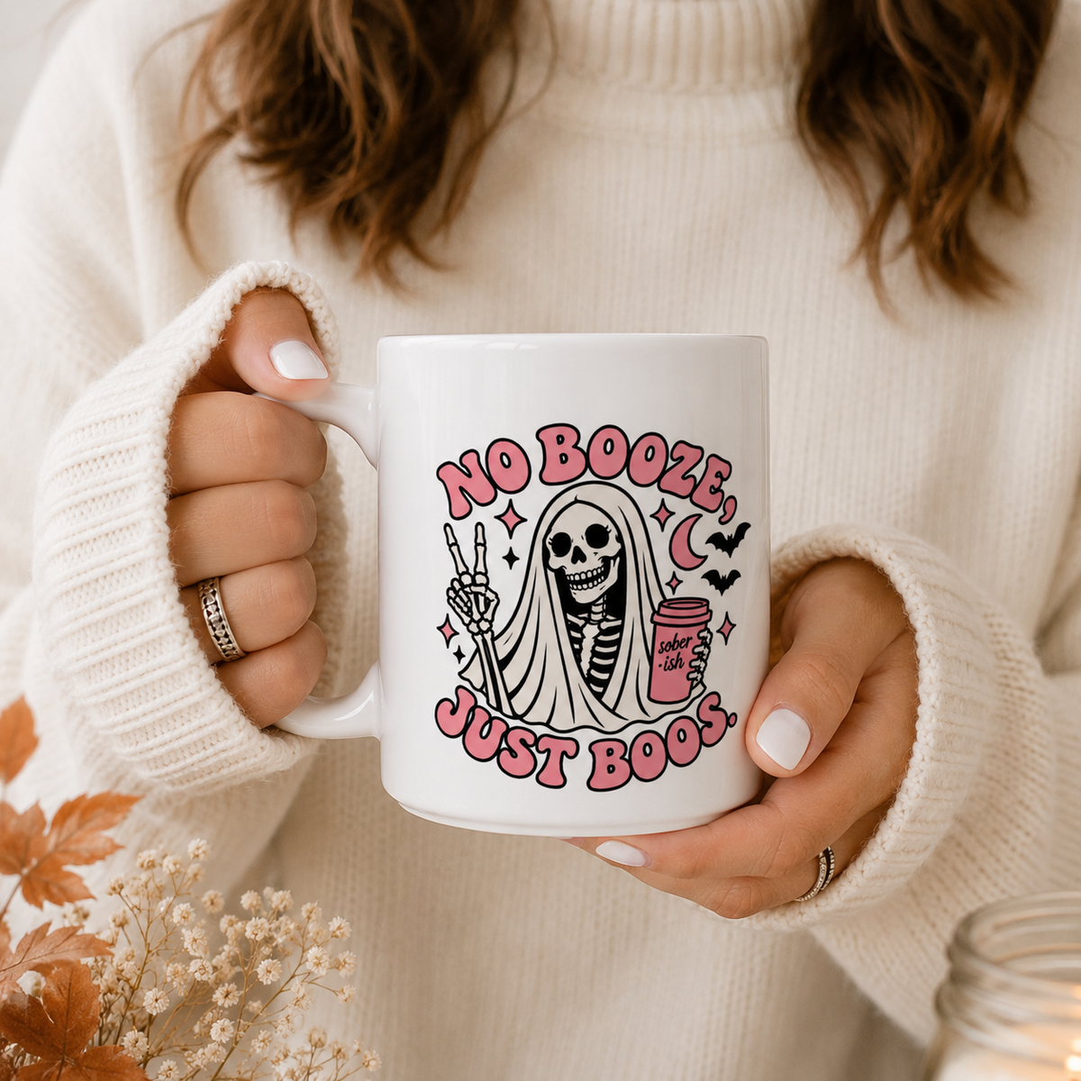 no booze, just boos skeleton gal