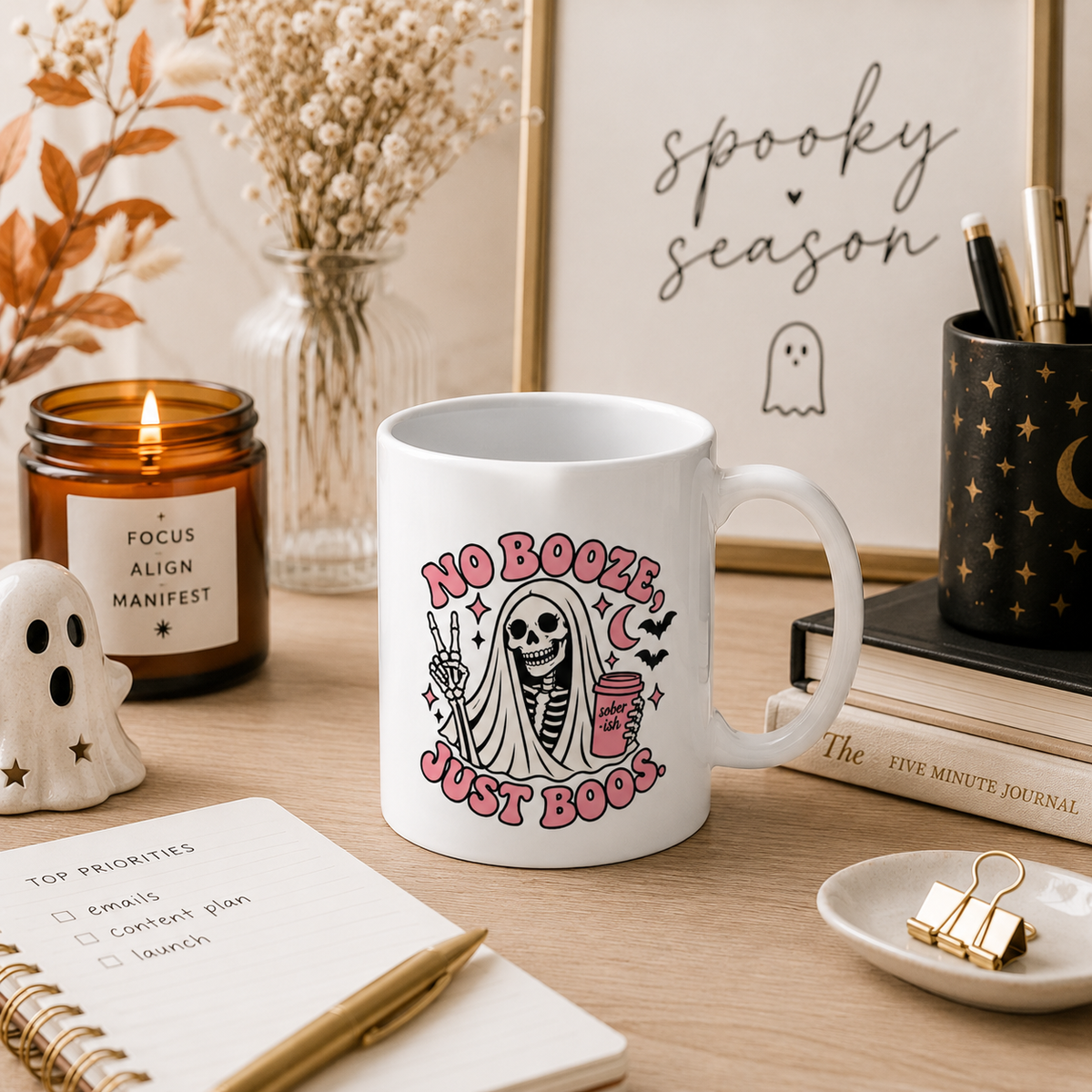 no booze, just boos skeleton gal
