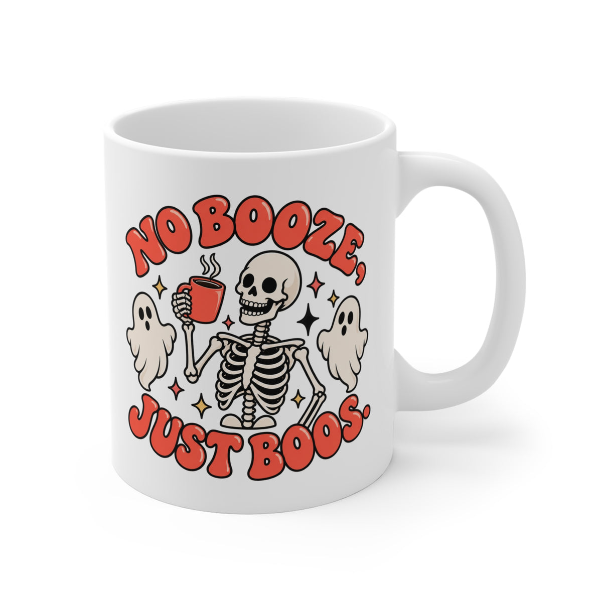 no booze, just boos sketelon mug